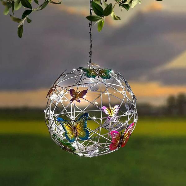 ソーラーランタン屋外庭ぶら下げソーラーエネルギーライト装飾ガーデンライトパティオポーチ裏庭経路用の金属防水ランプ 60037721STK