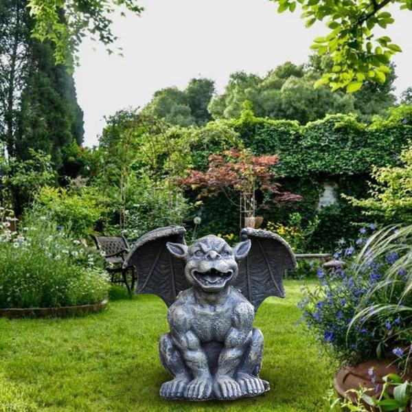 ガーデンガーゴイル像庭の装飾彫刻の置物12x12x17cm笑う : 60037731