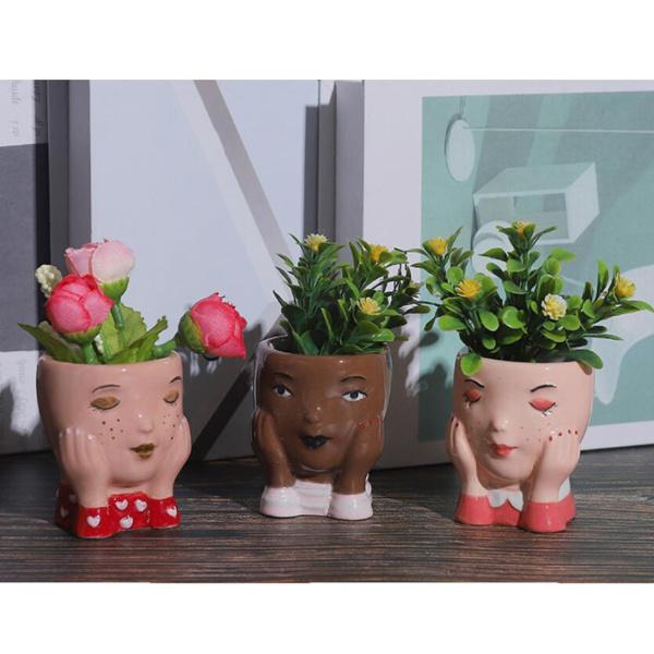 フェイスフラワーポット植木鉢ヘッドフェイスプランター置物ミニ フェイスフラワーポット植木鉢ヘッドフェイスプランター置物ミニ