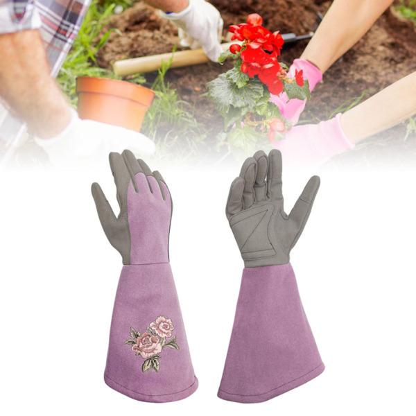 庭師のための革の園芸用手袋のとげの証拠ギフト男性と女性パープルM｜stk-shop｜04
