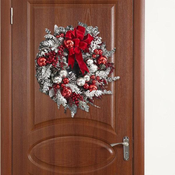 正面玄関のクリスマスデコレーション45cmリース用の伝統的なクリスマスリーススノーフレーク｜stk-shop｜06