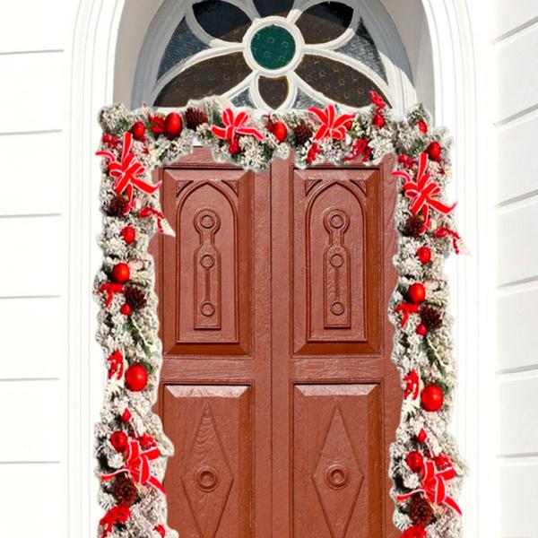 正面玄関のクリスマスデコレーション1.5cmガーランド用の伝統的なクリスマスリーススノーフレーク｜stk-shop｜06
