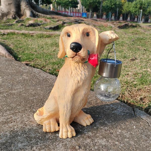 ソーラーライト犬の置物アート子犬の形のWaterptoofガーデンパティオホームウォームホワイト