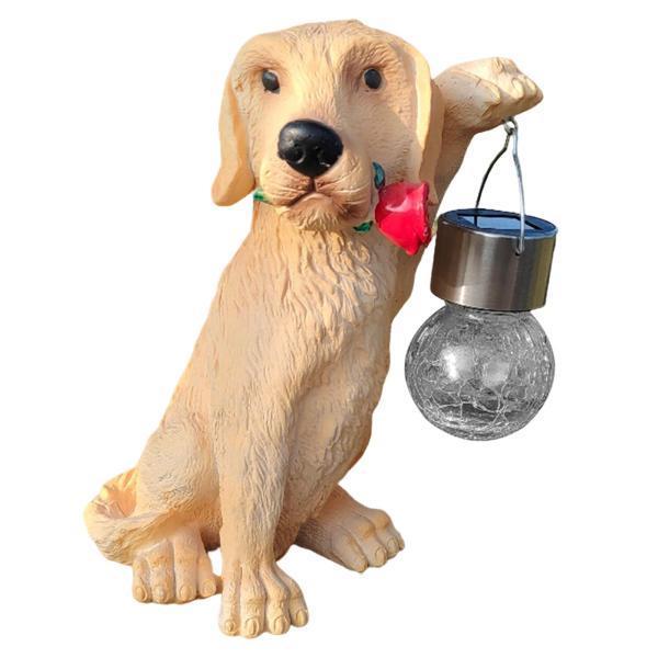 ソーラーライト犬の置物アート子犬の形のWaterptoofガーデンパティオホームウォームホワイト｜stk-shop｜02