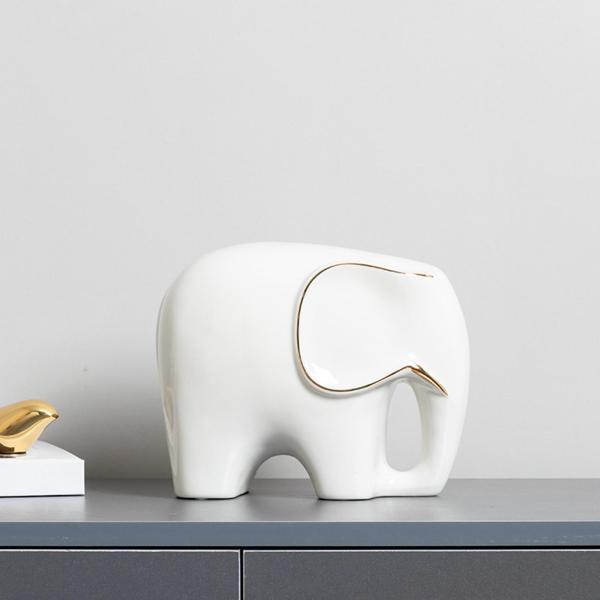 寝室の居間の装飾のための現代陶磁器の象の彫像の調度品白いL
