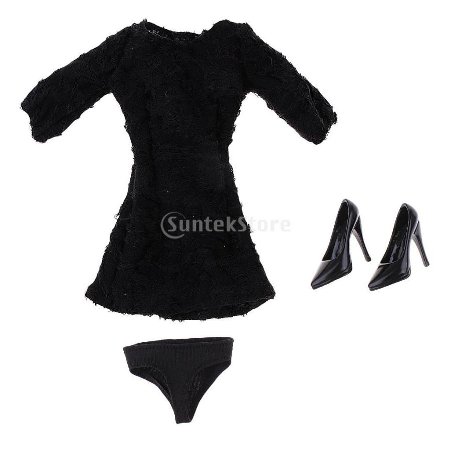 布製 1 6スケール 半袖 ドレス ハイヒール シューズ ブリーフ 人形飾り 12インチクミクアクションフィギュア用 全3色 黒 Stkショップ 通販 Yahoo ショッピング