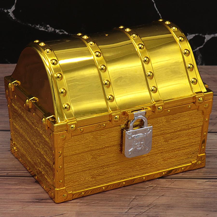 アンティーク宝箱と金色アイテムセット 大海賊の宝箱のおもちゃアンティークテーマパーティーの小道具の装飾金
