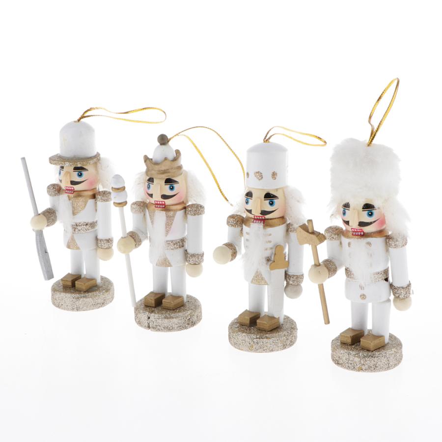 4ピース/個木製くるみ割り人形兵士のおもちゃクリスマスツリーハンギングオーナメントクリスマスの装飾｜stk-shop｜03