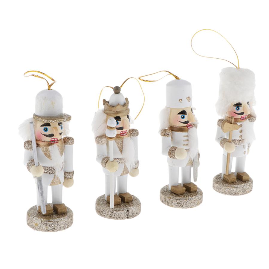 4ピース/個木製くるみ割り人形兵士のおもちゃクリスマスツリーハンギングオーナメントクリスマスの装飾｜stk-shop｜06