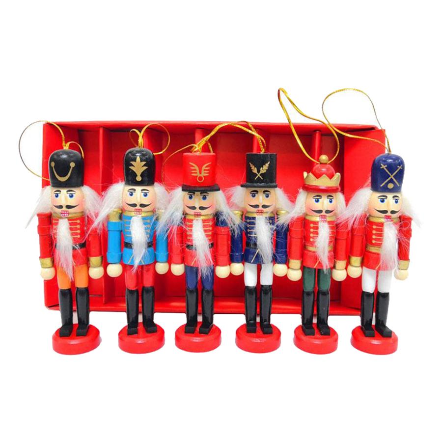 6ピースクリスマスくるみ割り人形装飾セット.木製くるみ割り人形フィギュア兵士人形のおもちゃクリスマスをテーマにしたパーティー屋外ヤードツリー吊り装飾｜stk-shop｜08