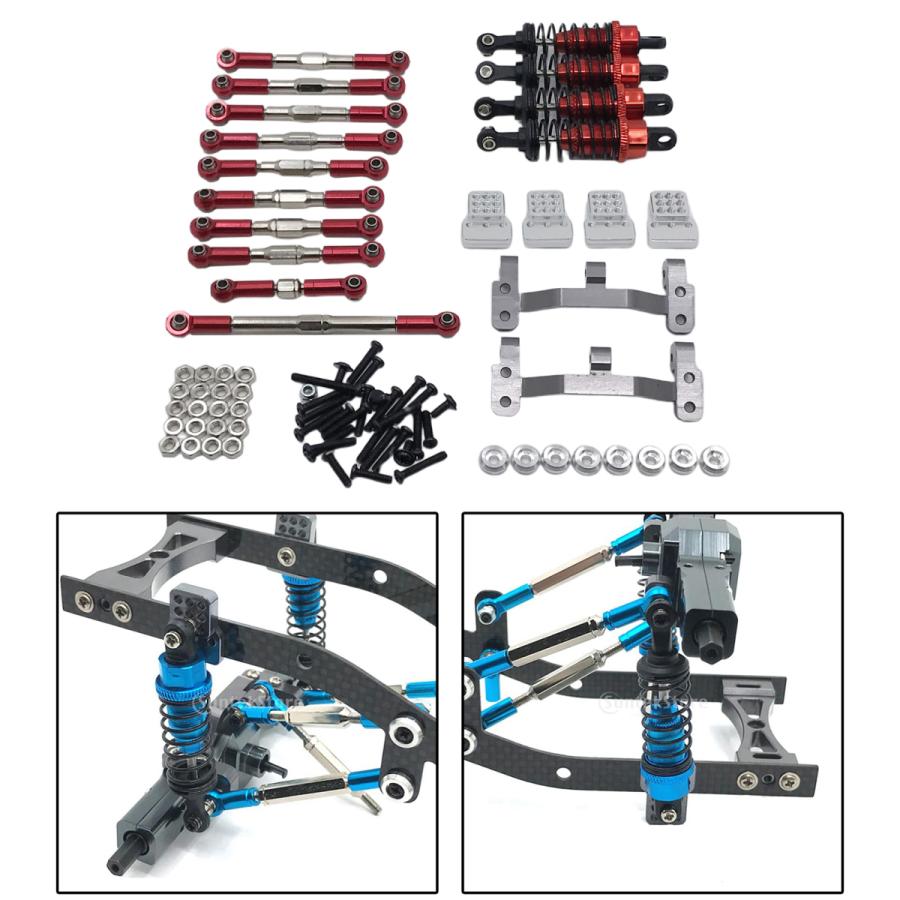 WPL HengLongFYカートラック用RC交換用メタルキットショックマウントレッド