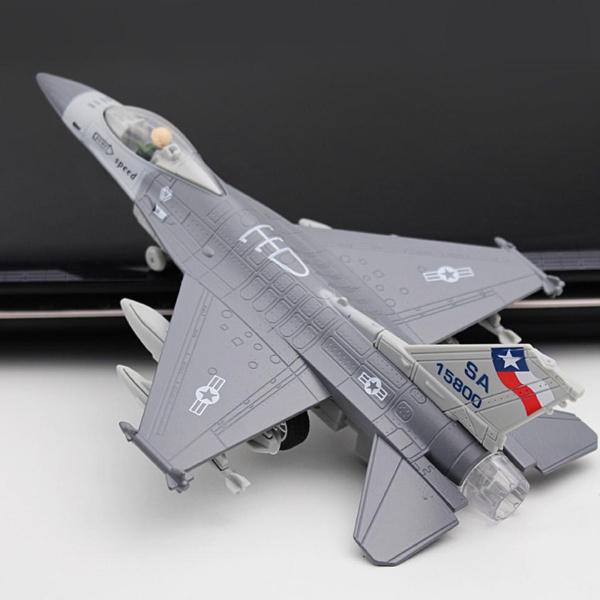 1:100 F-16戦闘機ダイキャスト合金戦闘機モデル(スタンドグレー付き