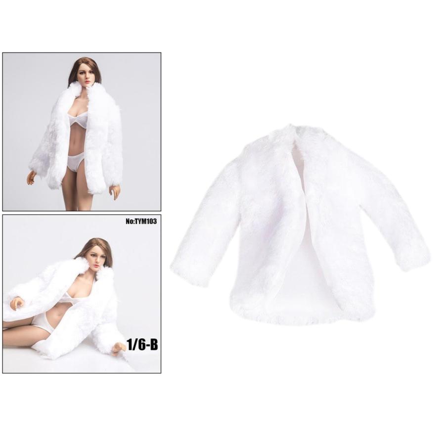 12インチDIDアクションフィギュアアクセサリーホワイトの1:6スケールの女性の毛皮のコートの服|stk-shop|07