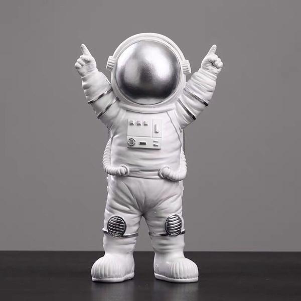 かわいい宇宙飛行士像宇宙飛行士彫刻ギフトホテル保育園装飾工芸品銀の勝利