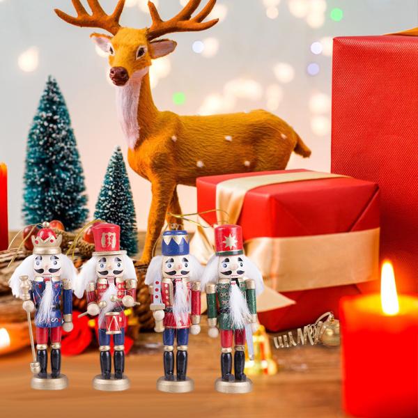 4x木製くるみ割り人形人形おもちゃ兵士ギフトクリスマスオーナメントパーティーの装飾｜stk-shop｜05