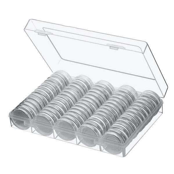 100個クリアコインカプセルコインホルダーケースコインコレクション用コインボックス 61050157 STKショップ 通販