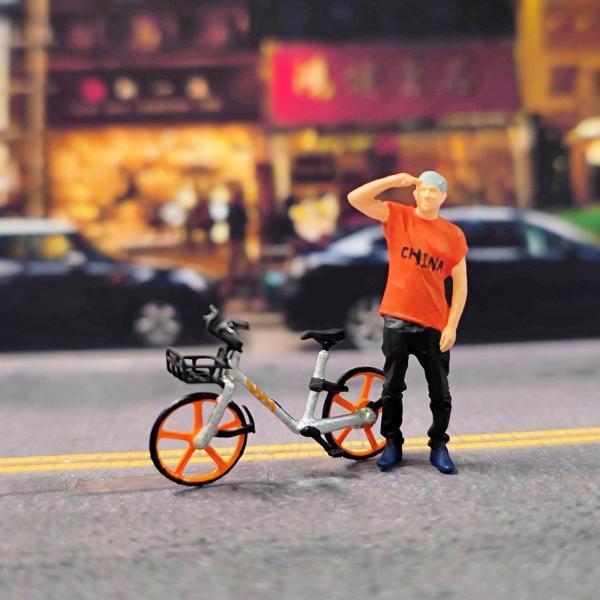 1/64自転車マイクロランドスケープロード子供のおもちゃの装飾オレンジを持つ小さな人々｜stk-shop