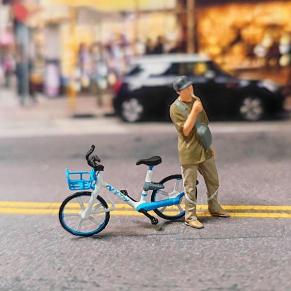 1/64自転車マイクロランドスケープロード子供おもちゃデコレーションブルーの小さな人々｜stk-shop