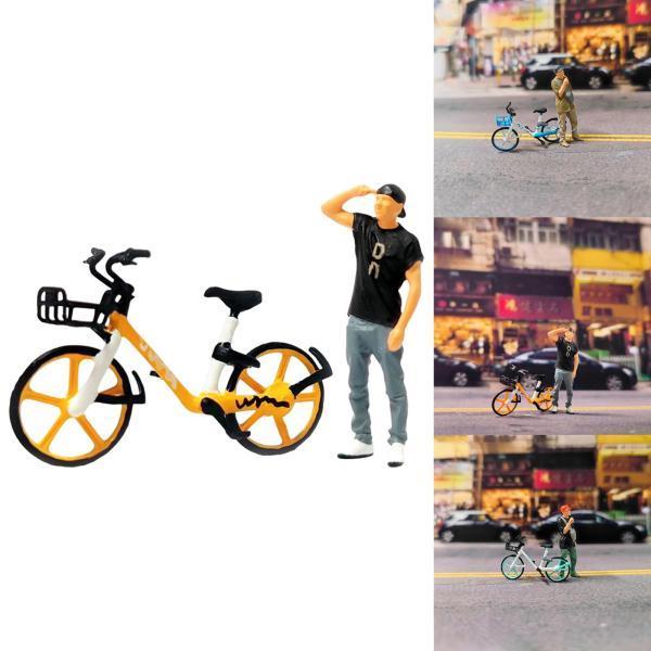 1/64自転車マイクロランドスケープロード子供のおもちゃの装飾黄色の小さな人々｜stk-shop｜04