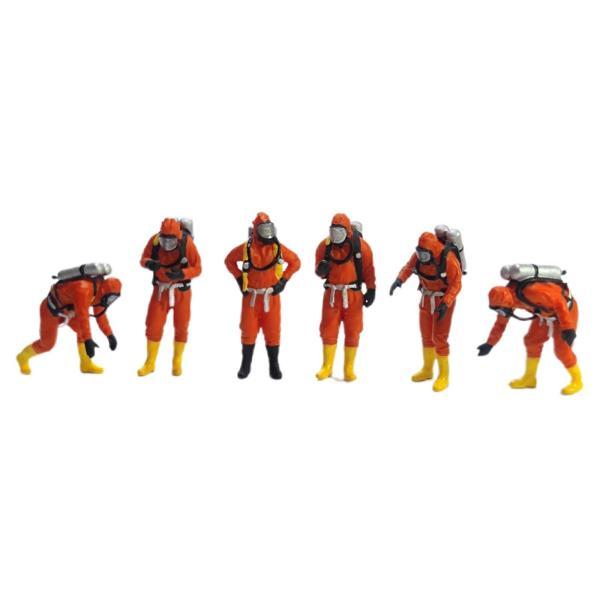 6x 1:64 人物フィギュア 消防士人物フィギュア ドールハウス用 マイクロ風景 オレンジ｜stk-shop｜02