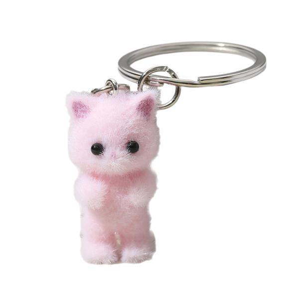 猫のキーホルダー クリエイティブなバックパックキーチェーン ハンドバッグ用 車のキー パーティー用品 ピンク｜stk-shop｜02