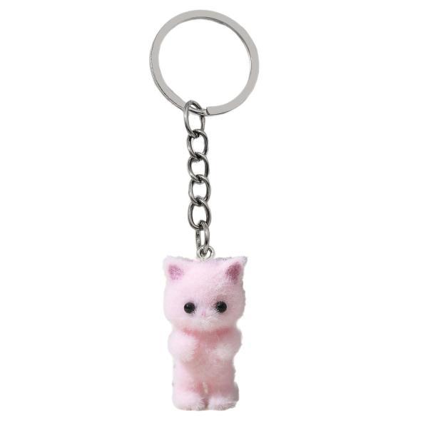 猫のキーホルダー クリエイティブなバックパックキーチェーン ハンドバッグ用 車のキー パーティー用品 ピンク｜stk-shop｜03