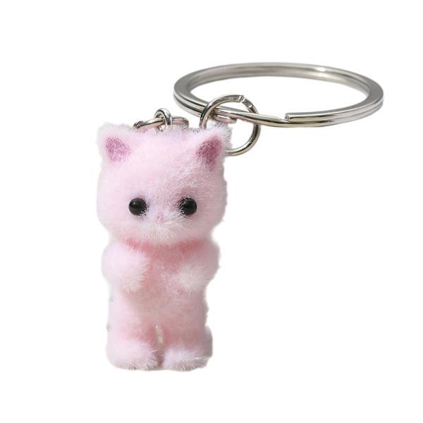 猫のキーホルダー クリエイティブなバックパックキーチェーン ハンドバッグ用 車のキー パーティー用品 ピンク｜stk-shop｜04