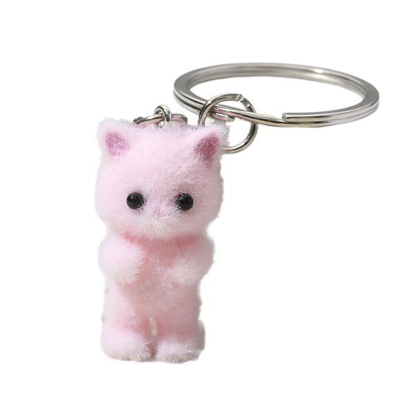 猫のキーホルダー クリエイティブなバックパックキーチェーン ハンドバッグ用 車のキー パーティー用品 ピンク｜stk-shop｜05