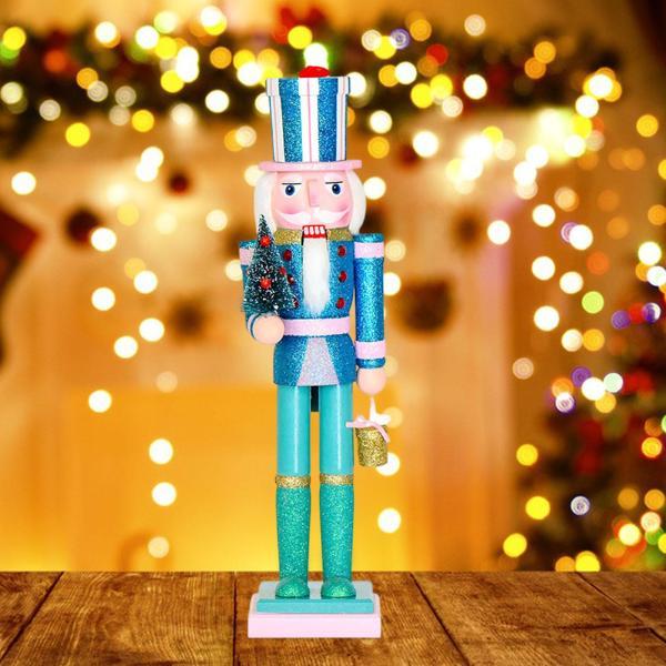 キラキラ輝くクリスマスくるみ割り人形 木製くるみ割り人形 お祝いの