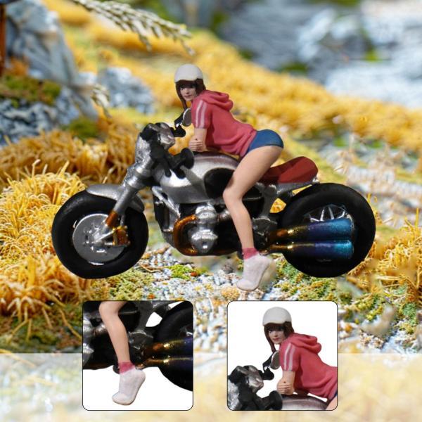 1/64 バイクフィギュア ジオラマ 模型 1:64 ミニチュアフィギュア バイクライダー DIYプロジェクト 塗装済み