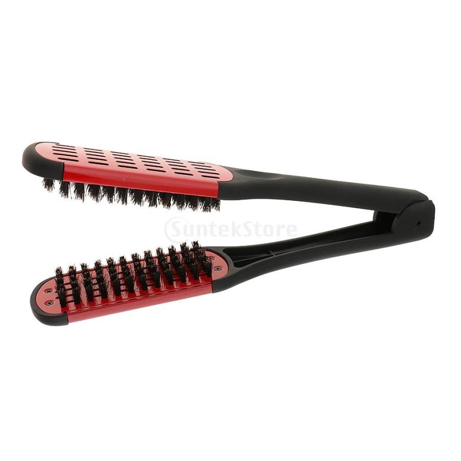 直髪櫛 整髪ブラシ ダブルブラシ 櫛クランプ 日常用品 両側櫛 長短髪
