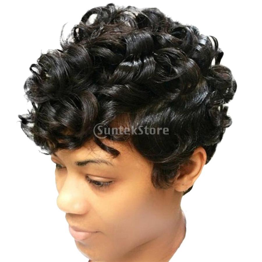 黒髪 波状 ショートカーリー スタイル変装 女性 11インチ 合成髪 かつら 巻き髪 ウィッグ キャップ付き Stkショップ 通販 Yahoo ショッピング