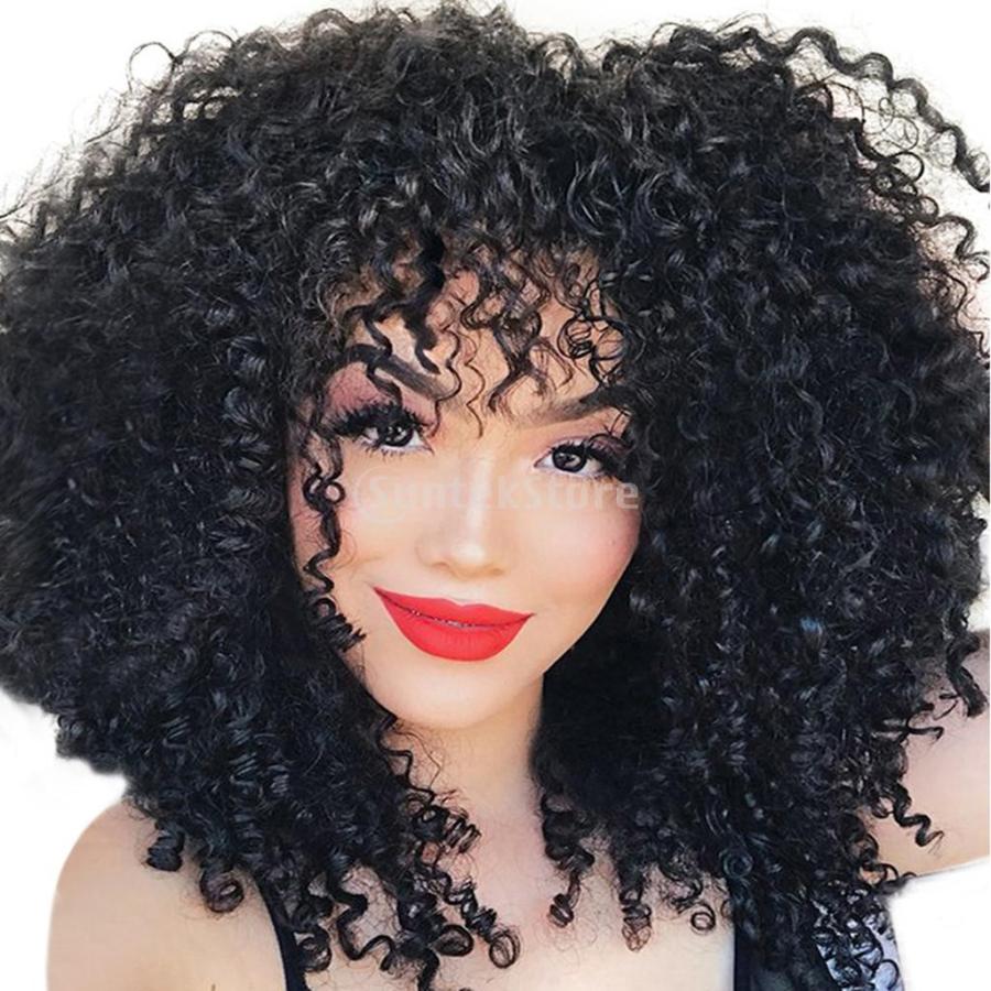 ヘアウィッグ キャップ 女性 耐熱性 合成アフロ カーリー ウィッグ 長い 黒 約インチ Stkショップ 通販 Yahoo ショッピング
