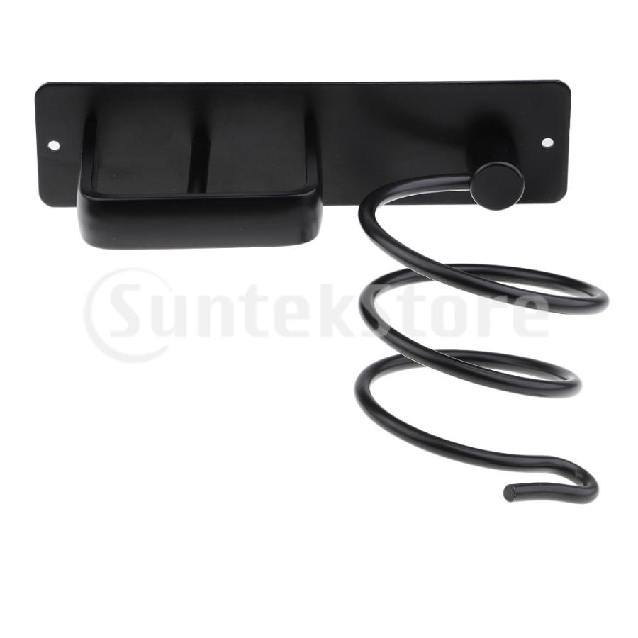 プロフェッショナルウォールマウントブローヘアドライヤーホルダーシェルフラックスタンドハンガーストレートオーガナイザーバスケット2穴ラックブラック