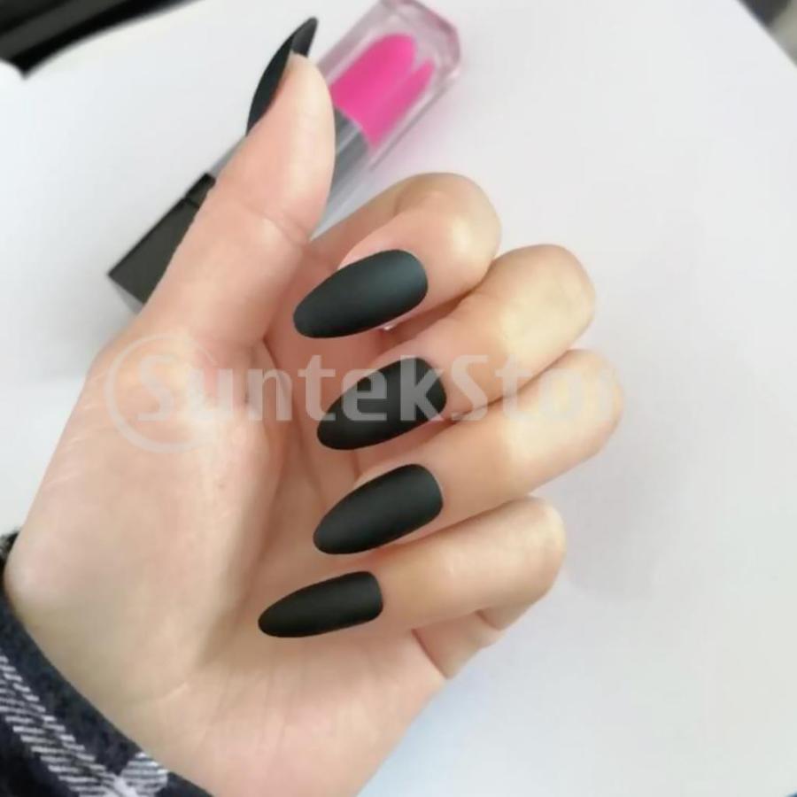 24個 セットabs女性マットネイルフルカバーネイルアートのヒント黒 Stkショップ 通販 Yahoo ショッピング