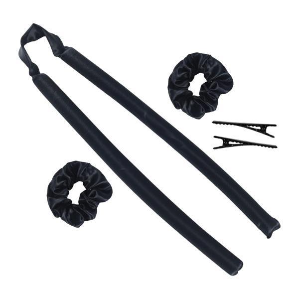 ヒートレスカーリングロッドヘッドバンドヘアローラーカールナチュラルソフトウェーブオーバーナイトブラック 62038614STKショップ