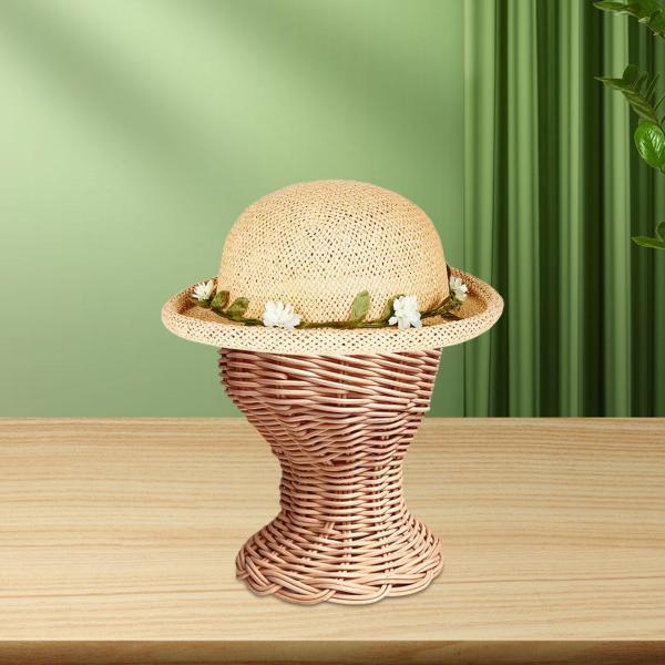 籐マネキンヘッド帽子ディスプレイスタンド 自宅サロンや旅行美容師用