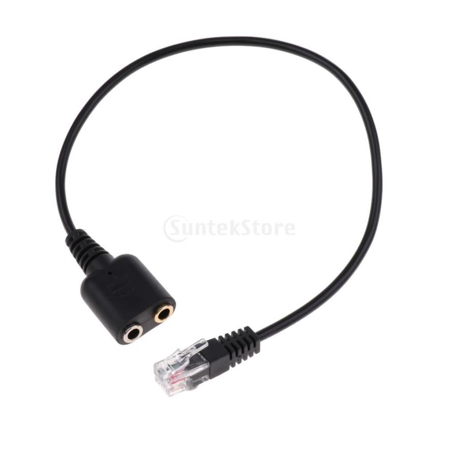2個 デュアル 3.5mm オーディオジャック オス RJ9 プラグ 変換アダプタ