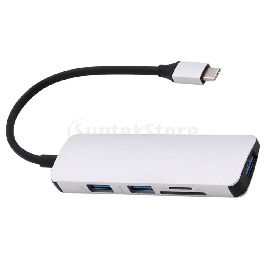F Fityle USBハブタイプC-3x USB 3.0ポート 2xメモリカードスロットカードリーダー コンパクト｜stk-shop｜06