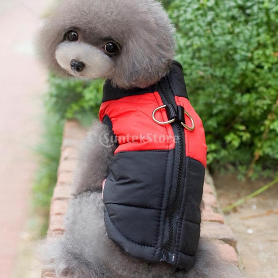 犬服 冬 暖かいジャケット 防水 全4サイズ 全2色 - 赤, M｜stk-shop｜03