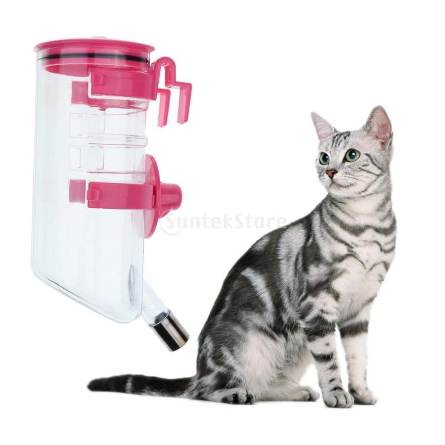ペット用品 犬 猫 水 飲み物 フィーダー 小型 動物 吊り ボトル 取り外し可能 全3色 - ピンク｜stk-shop｜19