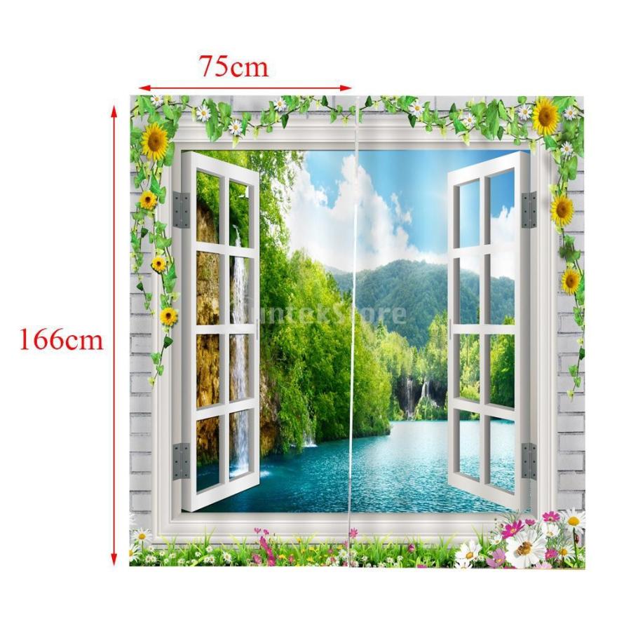 風景 窓 ドア カーテン ブラインド 3Dプリントパターン 装飾 2本 多種類選べる - 13＃｜stk-shop｜14