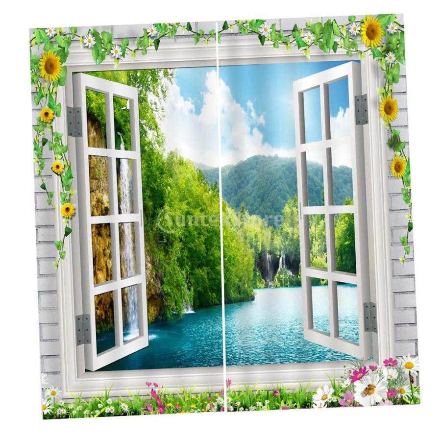 風景 窓 ドア カーテン ブラインド 3Dプリントパターン 装飾 2本 多種類選べる - 13＃｜stk-shop｜10