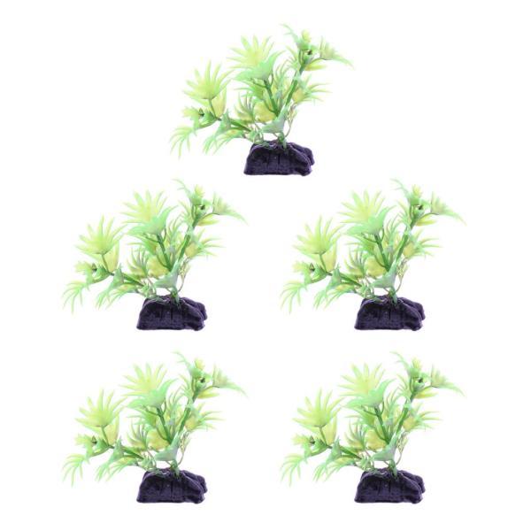 水族館の装飾のための5本の人工植物水生植物プラスチック緑｜stk-shop｜03