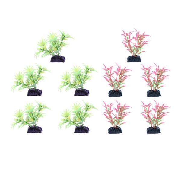 水族館の装飾のための5本の人工植物水生植物プラスチック緑｜stk-shop｜10