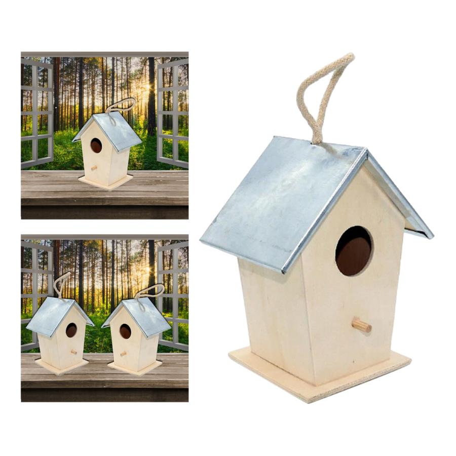 木製ハンギング家ミニ鳥の巣ためwoodhouse鳥ケージ休憩所外装飾 : STK
