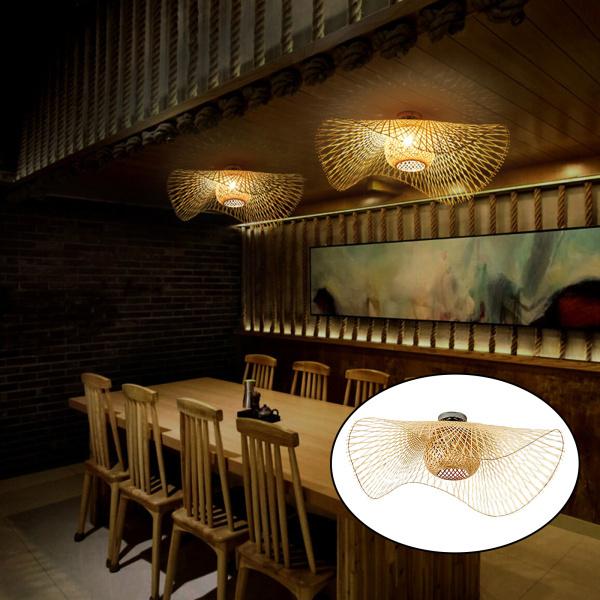 家の装飾のための竹ランプシェードレストラン天井シャンデリアランプ