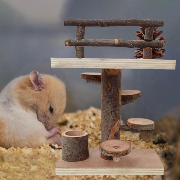 木製ハムスターおもちゃセット登山はしご小さなペット運動モルおもちゃ