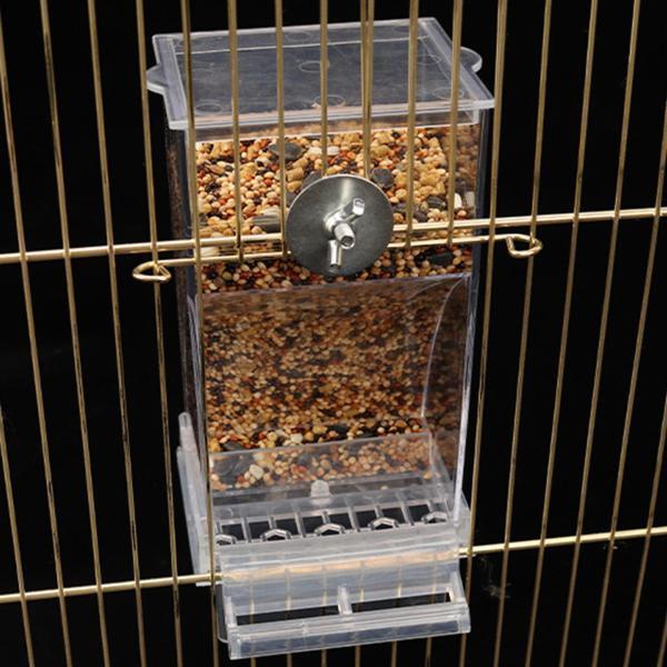種子給餌自動コンテナボックスオウムフィーダーペット鳥かごフード
