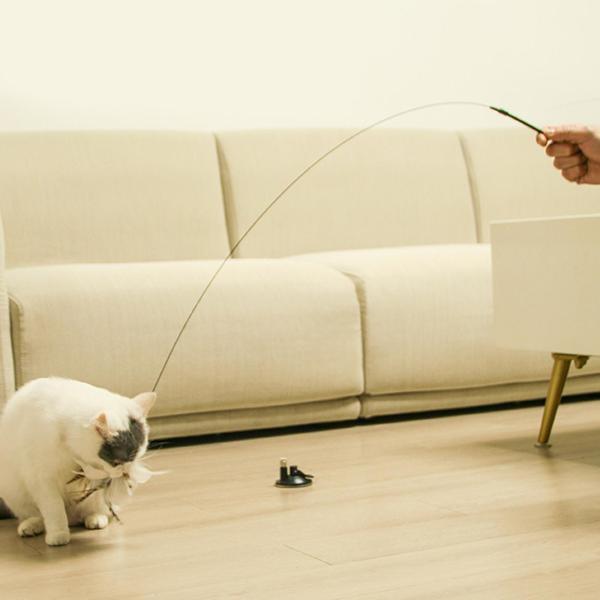 猫じゃらし 猫のおもちゃ ベル付き 羽 強力吸盤 猫用品 屋内 猫用 猫 おもちゃ トレーニングツール ふわふわ 鈴 釣竿 ネコ|stk-shop|03